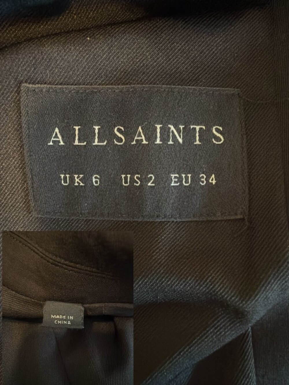 AllSaints Aleida Jersey Blazer Womens 2 Black Modal Open-front Jacket WT109V - Picture 6 of 10